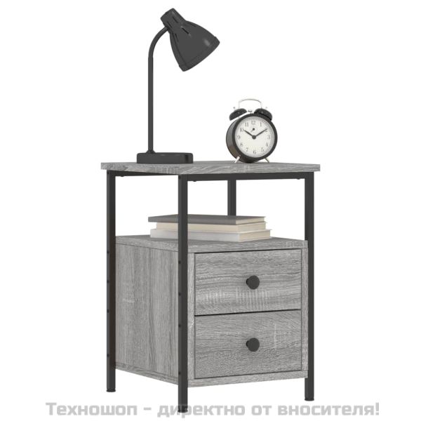 Нощно шкафче, сив сонома, 34x35,5x50 см, инженерно дърво