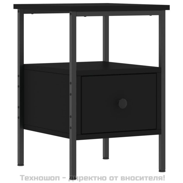 Нощно шкафче, черно, 34x36x50 см, инженерно дърво
