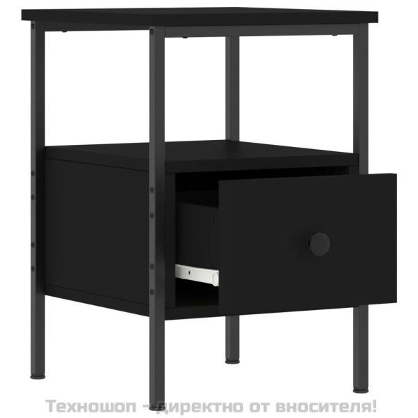 Нощно шкафче, черно, 34x36x50 см, инженерно дърво