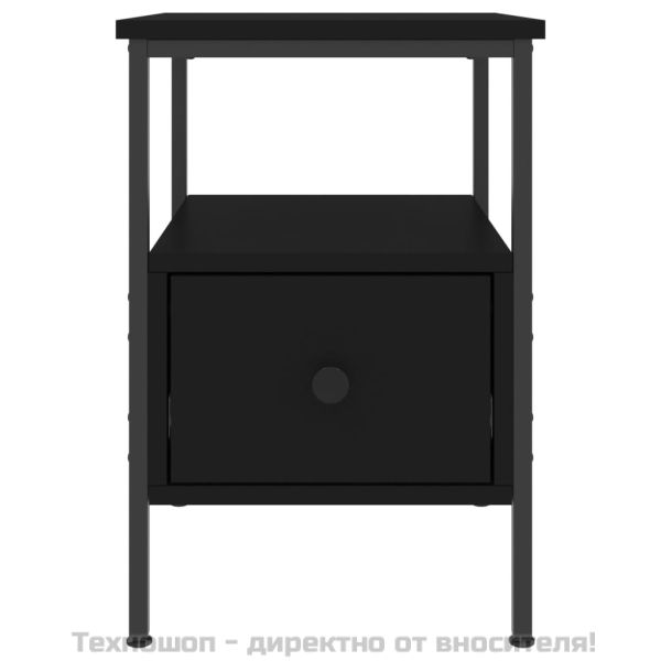 Нощно шкафче, черно, 34x36x50 см, инженерно дърво