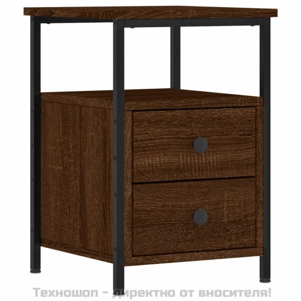 Нощно шкафче, кафяв дъб, 34x35,5x50 см, инженерно дърво