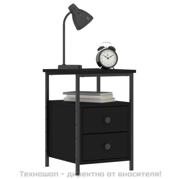 Нощно шкафче, черно, 34x35,5x50 см, инженерно дърво