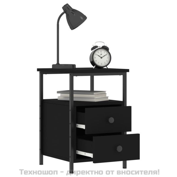 Нощно шкафче, черно, 34x35,5x50 см, инженерно дърво