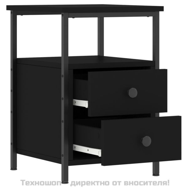 Нощно шкафче, черно, 34x35,5x50 см, инженерно дърво