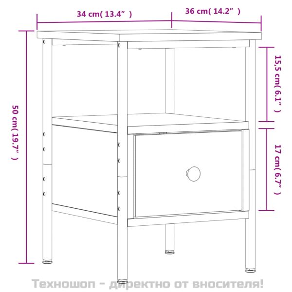 Нощно шкафче, дъб сонома, 34x36x50 см, инженерно дърво