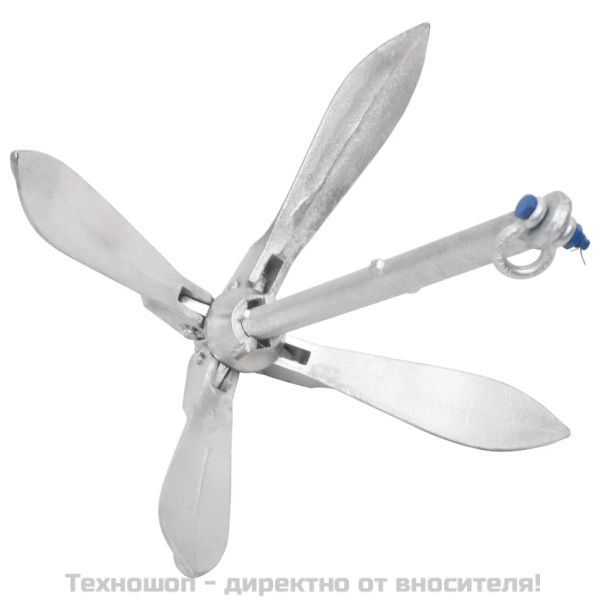 Сгъваема котва с въже сребриста 12 kg Горещо поцинкован чугун