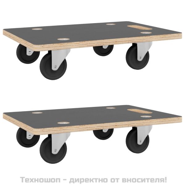 Транспортни колички 2 бр правоъгълни 60x40x11,5 см 250 кг
