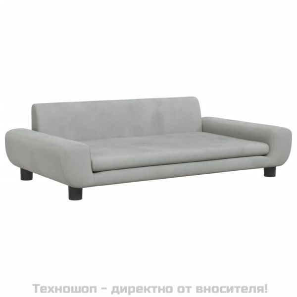 Кучешко легло светлосиво 100x54x33 см кадифе