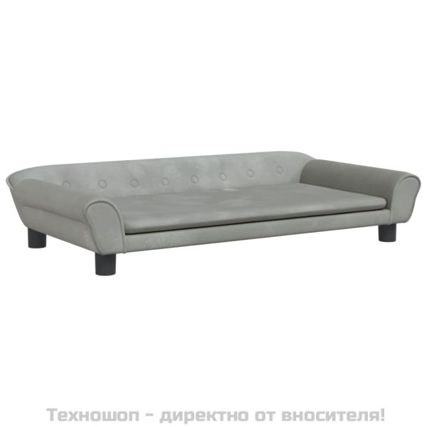 Кучешко легло светлосиво 100x50x21 см кадифе