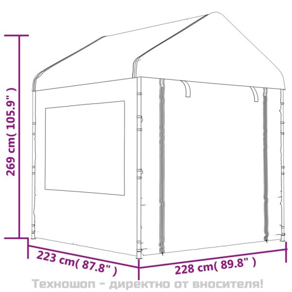 Навес с покрив бял 2,28x2,23x2,69 м полиетилен