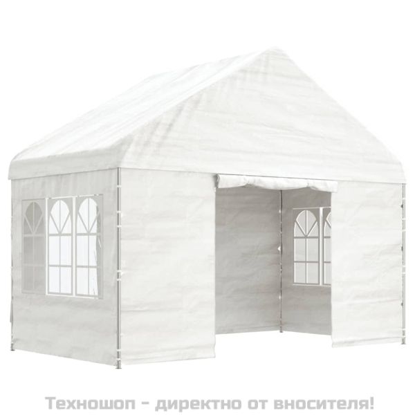 Навес с покрив бял 4,08x2,23x3,22 м полиетилен