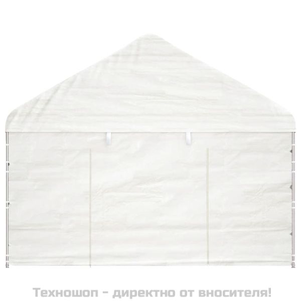 Навес с покрив бял 4,08x2,23x3,22 м полиетилен