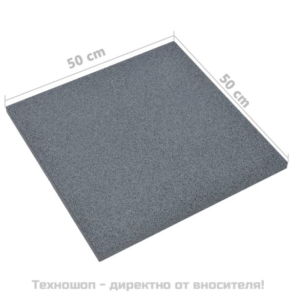 Ударопоглъщащи каучукови плочи, 6 бр, 50x50x3 см, сиви