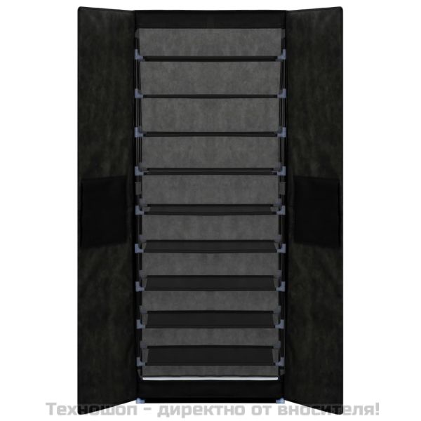 Шкаф за обувки, черен, 60x30x166 см, плат