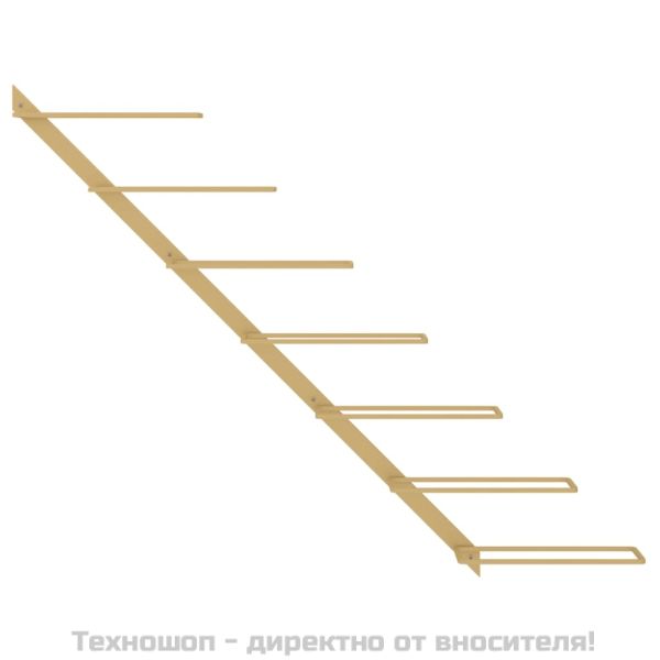 Стойка за вино за 7 бутилки, стенен монтаж, златиста, метал