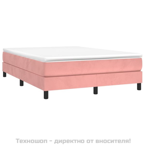 Рамка за легло с пружини, розова, 140x190 см, кадифе