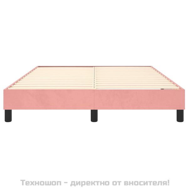 Рамка за легло с пружини, розова, 140x190 см, кадифе
