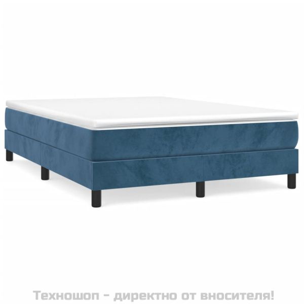 Рамка за легло с пружини, тъмносиня, 140x190 см, кадифе