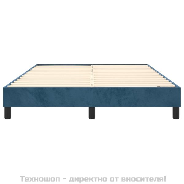 Рамка за легло с пружини, тъмносиня, 140x190 см, кадифе