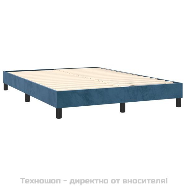 Боксспринг легло с матрак, тъмносиня, 140x190 см, кадифе