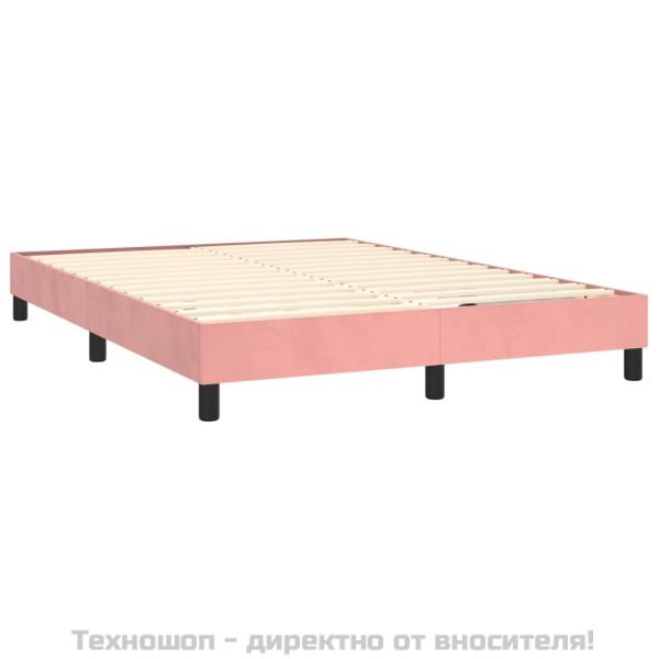 Боксспринг легло с матрак, розова, 140x190 см, кадифе