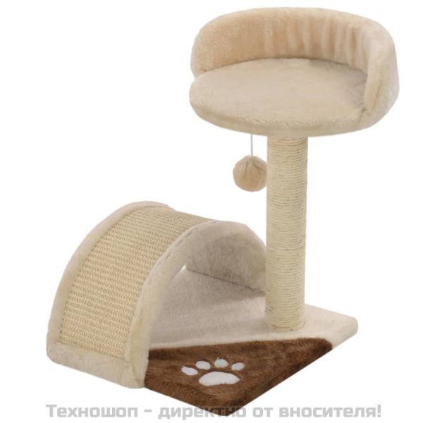 Котешко дърво със сизален стълб, 40 см, бежово и кафяво