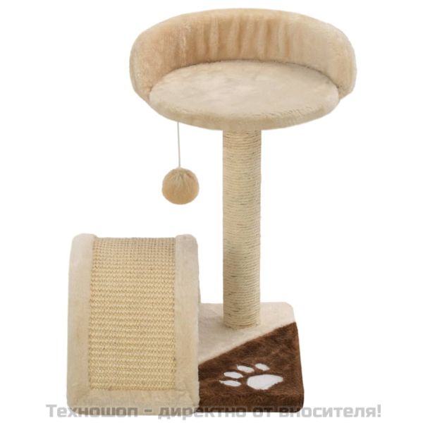 Котешко дърво със сизален стълб, 40 см, бежово и кафяво