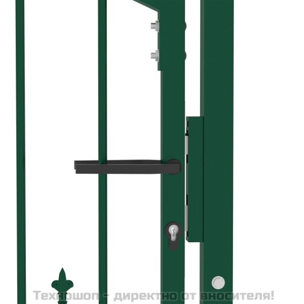 Оградна врата с шипове, стомана, 100x100 см, зелена