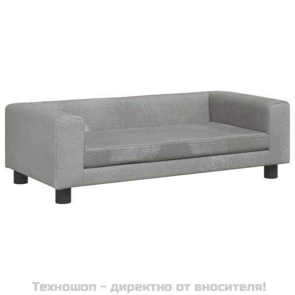 Детски диван с табуретка за крака светлосив 100x50x30 см кадифе