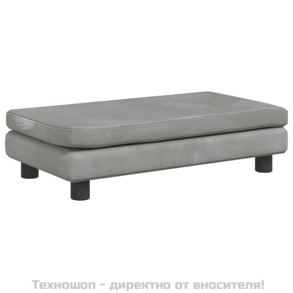 Детски диван с табуретка за крака светлосив 100x50x30 см кадифе