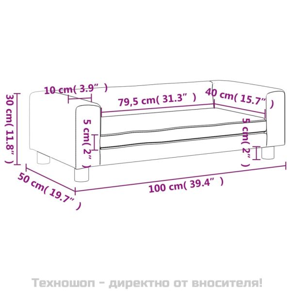 Детски диван с табуретка за крака светлосив 100x50x30 см кадифе