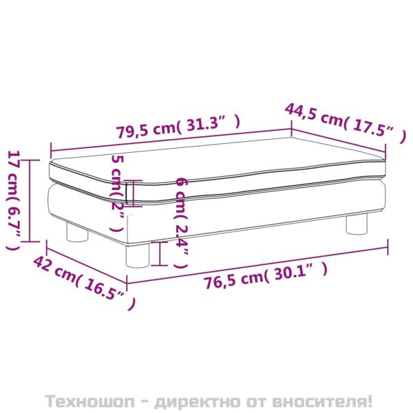 Детски диван с табуретка за крака светлосив 100x50x30 см кадифе