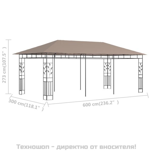 Шатра с мрежа против комари, 6x3x2,73 м, таупе, 180 г/м²