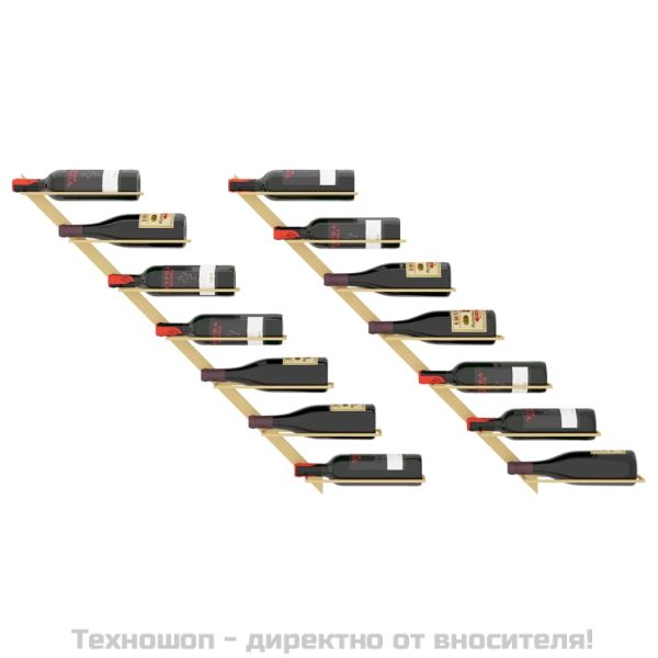 Стойки за вино за стенен монтаж 7 бутилки 2 бр златисти метални