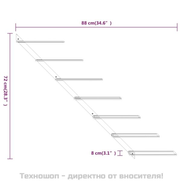 Стойки за вино за стенен монтаж 7 бутилки 2 бр златисти метални