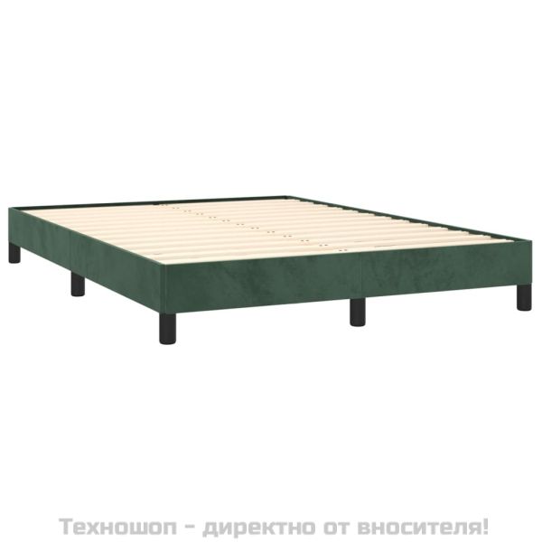 Рамка за легло без матрак, тъмнозелена, 140x200 см, кадифе