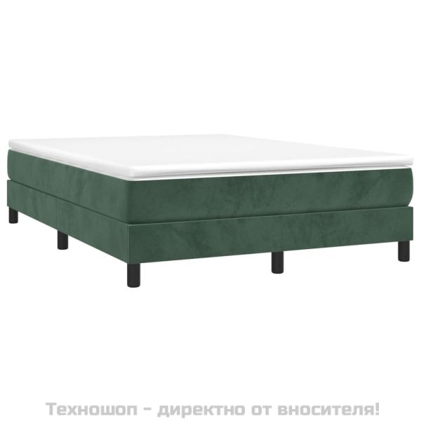 Рамка за легло с пружини, тъмнозелена, 140x200 см, кадифе