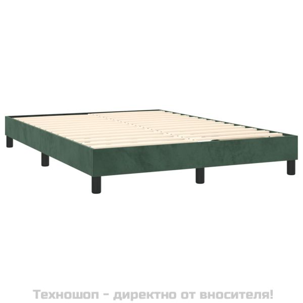Рамка за легло с пружини, тъмнозелена, 140x200 см, кадифе