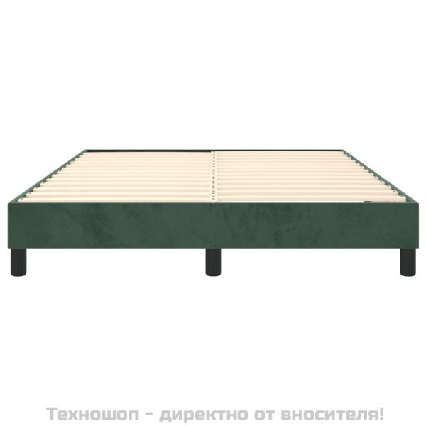 Рамка за легло с пружини, тъмнозелена, 140x200 см, кадифе