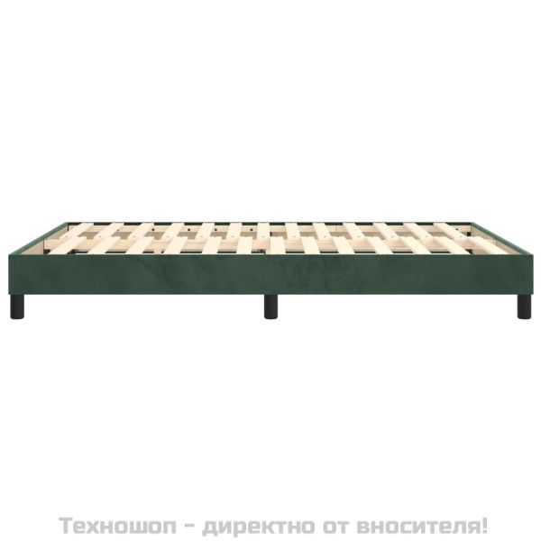 Рамка за легло с пружини, тъмнозелена, 140x200 см, кадифе