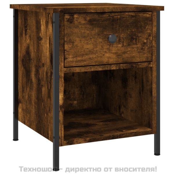 Нощно шкафче, опушен дъб, 40x42x50 см, инженерно дърво