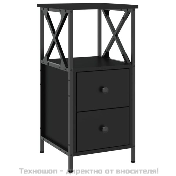 Нощно шкафче, черно, 34x35,5x70 см, инженерно дърво