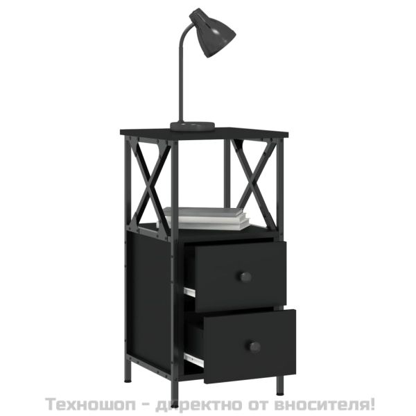 Нощно шкафче, черно, 34x35,5x70 см, инженерно дърво