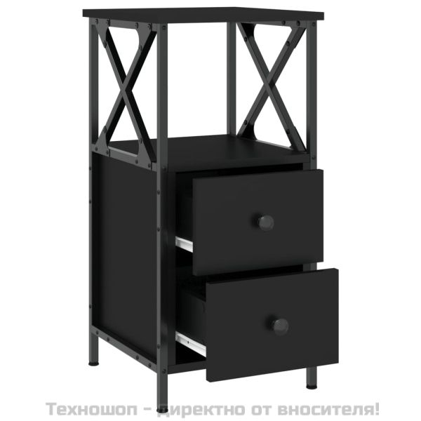 Нощно шкафче, черно, 34x35,5x70 см, инженерно дърво