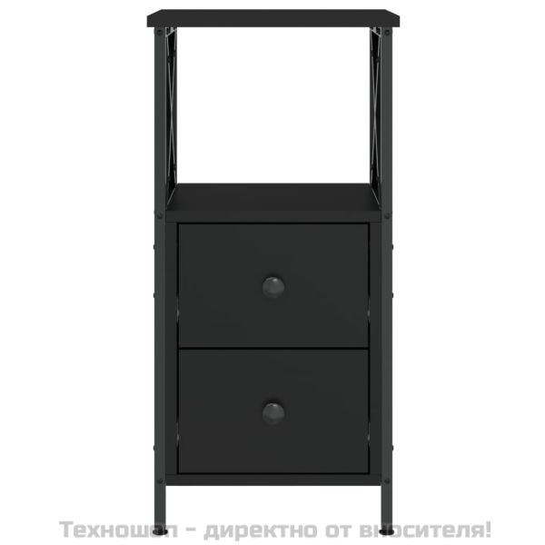 Нощно шкафче, черно, 34x35,5x70 см, инженерно дърво