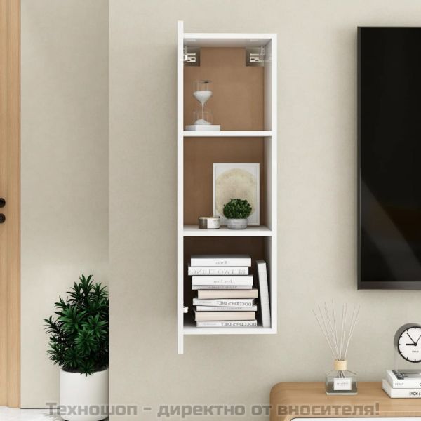 ТВ шкаф, бял, 30,5x30x90 см, инженерно дърво