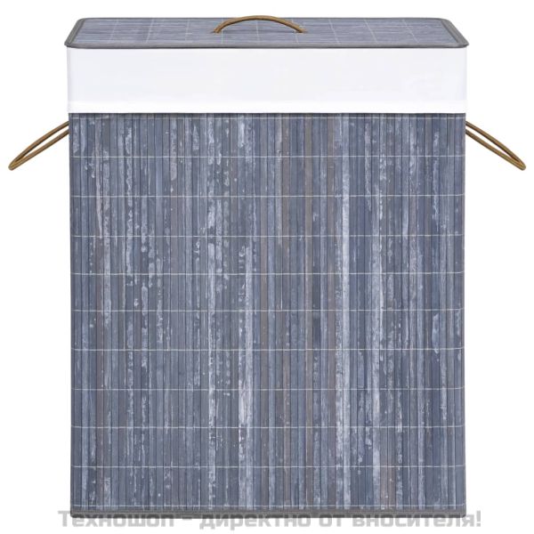 Бамбуков кош за пране с една секция, сив, 83 л