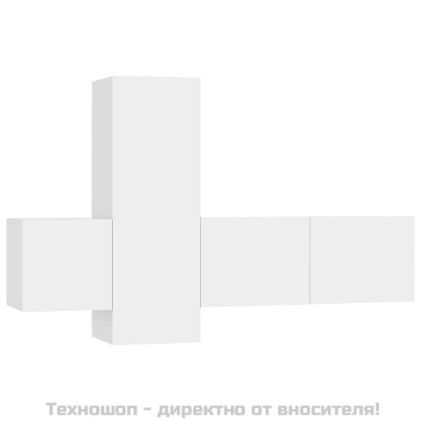 Комплект ТВ шкафове от 3 части, бял, инженерно дърво