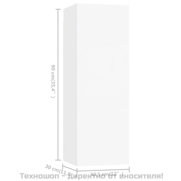 Комплект ТВ шкафове от 5 части, бял, инженерно дърво