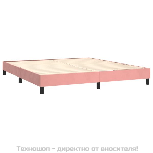 Рамка за легло с пружини, розова, 180x200 см, кадифе
